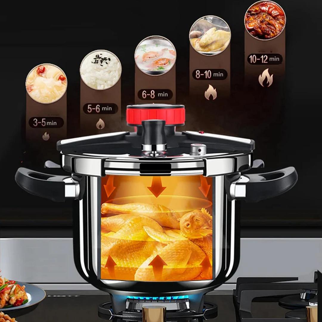 KIT Panelas de Pressão TurboChef Aço Inoxidável - Á Prova de Explosões + Brinde: Kit Utensílios